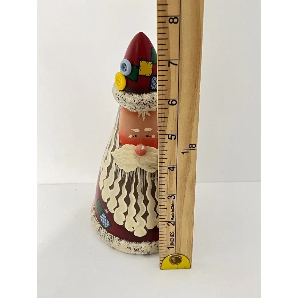 Dawn Hand Painted Santa Figurine‎ Red Vintage 1993 Folk Art Patchwork